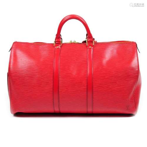 LOUIS VUITTON - a red Epi Keepall 50 luggage bag.