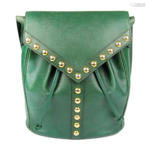 YVES SAINT LAURENT - a vintage green bucket handbag.