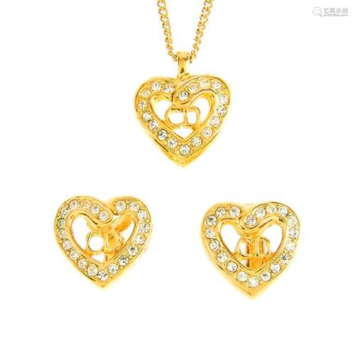 CHRISTIAN DIOR - a necklace and earring set. The