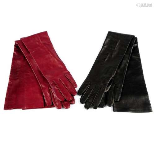 ESCADA - two pairs of full-length leather gloves. To