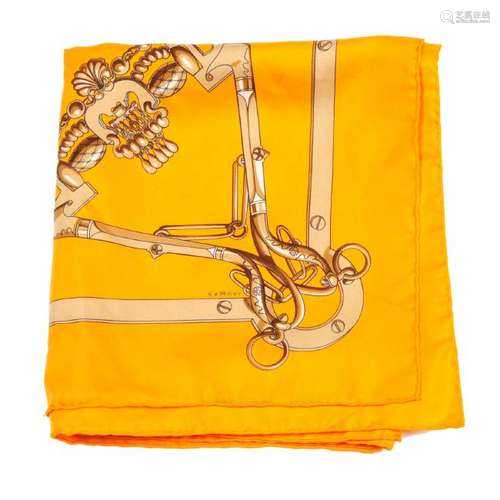 HERMÈS - a 'Mors et Gourmettes' silk scarf. Designed by