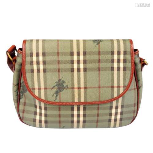 BURBERRY - a green Haymarket Check handbag. Designed
