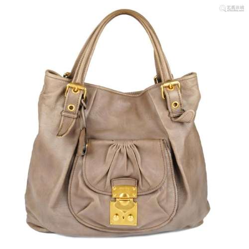 MIU MIU - a large grey leather handbag. Crafted from