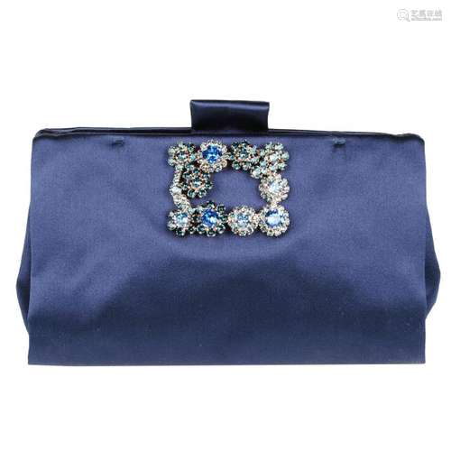 ROGER VIVIER - a Soft Flowers blue satin clutch.