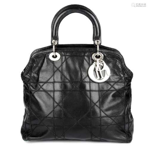 CHRISTIAN DIOR - a black Cannage Granville handbag.