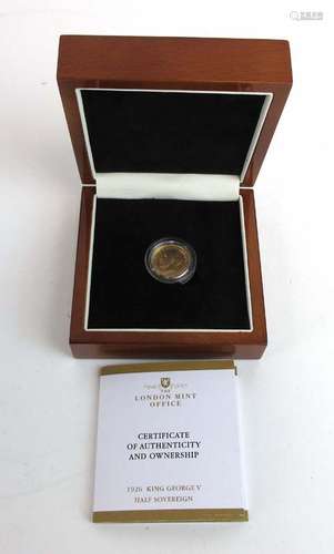 A cased George V half-sovereign, 1926,