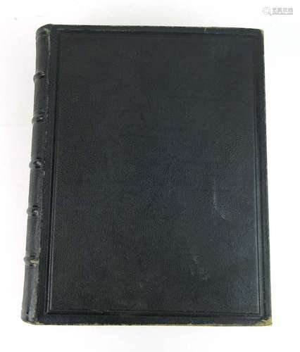 Family Bible 1872: Large qto leather bound volume, gilt, aeg. Fine chromolithograph plates ( inc.