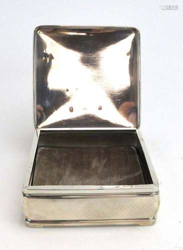 A Danish silver cigarette box of cushioned square form, Johannes Siggaard, Copenhagen 1939, w. 10.