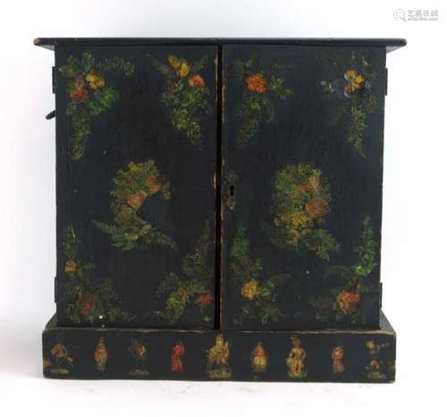 A Victorian lacquered table cabinet,