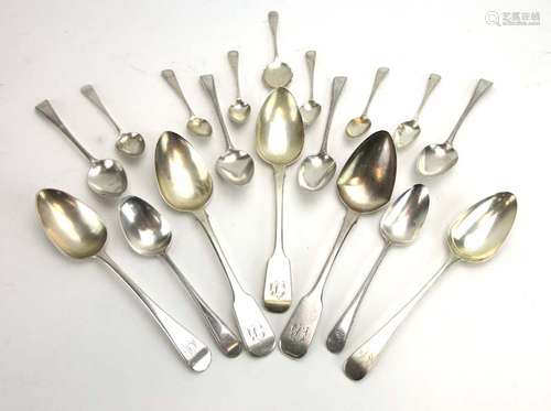 A set of three George IV silver fiddle pattern table spoons, Exeter 1825,