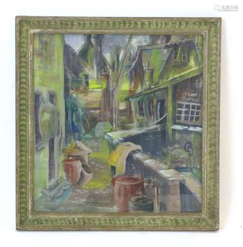 Inez Estelle Hoyton nee Crowther (1903-1983), A back street, signed, mixed media,