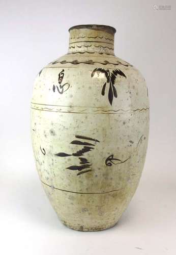 A Chinese Cizhou stoneware floor vase of ovoid form,