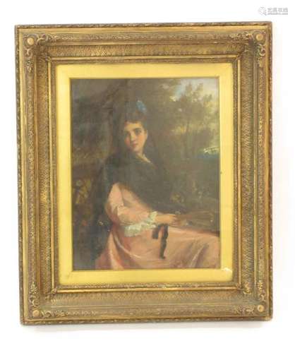 William Oliver the Younger (1823-1901), A three-quarter length portrait of a seated lady, signed,