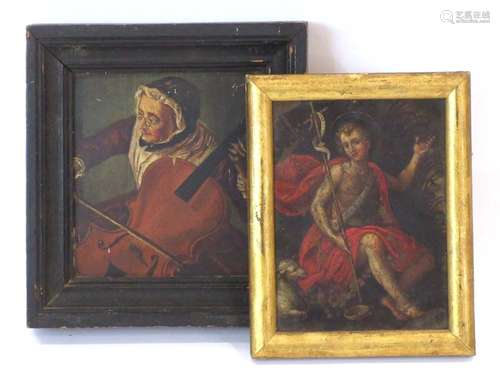 Late 18th/early 19th Century School, A study of Saint John, unsigned, oil on copper, 18 x 13 cm,