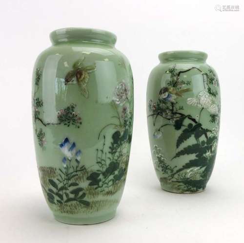 A pair of early 20th century vases of ovoid form,