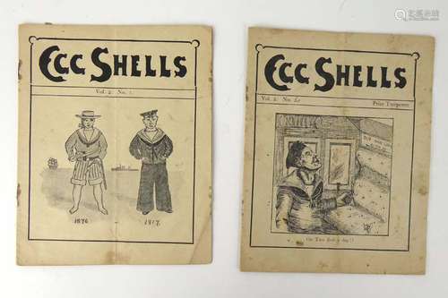 'Egg Shells' : Two copies of a WWI in-house journal or magazine associated with the warship H.M.S.