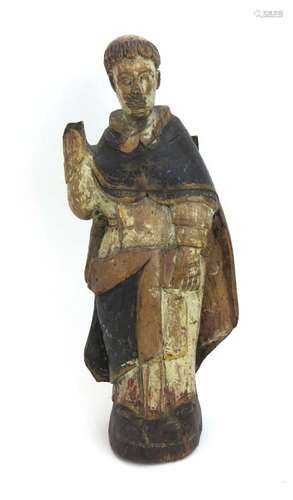 A polychrome figure modelled as a saint CONDITION REPORT: approx.