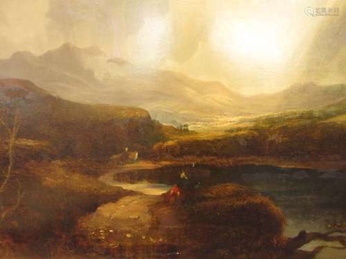 Late 19th/early 20th Century School, A Highland landscape, a seated figure in the foreground,