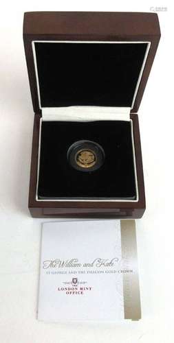 A cased William and Catherine 22ct gold proof crown,