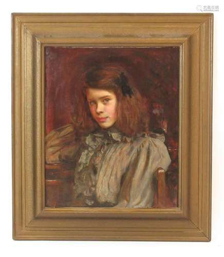 Ralph Peacock (1868-1946), A head and shoulders portrait of a girl, Margaret Girselda,