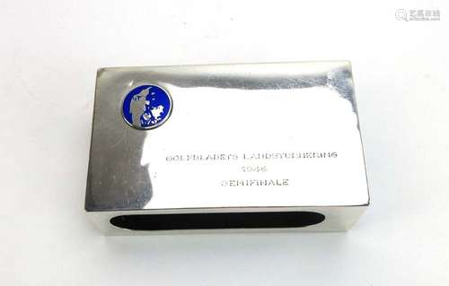 A Danish silver and enamel decorated matchbox sleeve of rectangular form, w. 10.5 cm, 2.