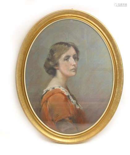 Early 20th Century School, A head and shoulders portrait of a young lady, unsigned, pastels,