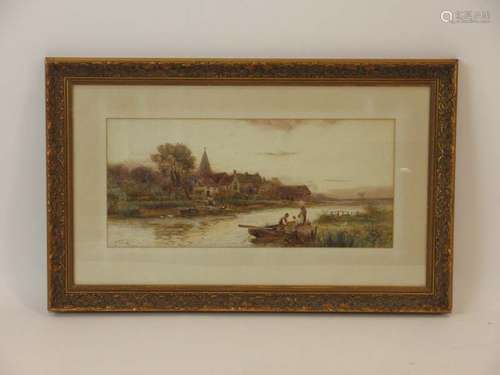 Stuart Lloyd (1845-1959), A riverscape and ferry, signed and dated 1903, watercolour,