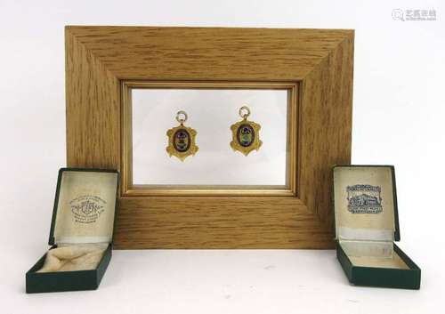 A pair of 9ct gold football medallions relating to the Bedford Football Association,