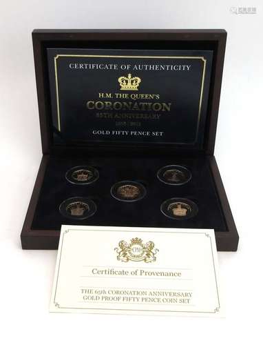 A cased HM The Queen's Coronation 65th Anniversary 1953-2018 gold fifty-pence proof set including