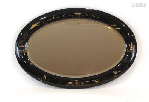 A Chinoiserie decorated wall mirror,