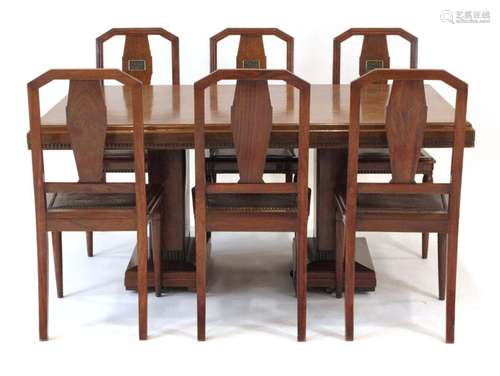 A 1930's Continental dining suite, loosely in the Art Deco manner,