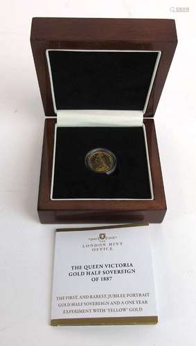 A cased Victorian half sovereign, Jubilee Head, 1887,