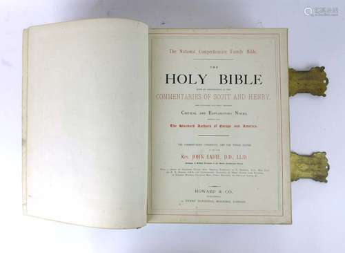 John Eadie Comprehensive Family Bible, C. 1870. Brass clasps & decorative corners. Aeg.