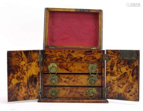 A Victorian faux tortoise-shell jewellery cabinet,