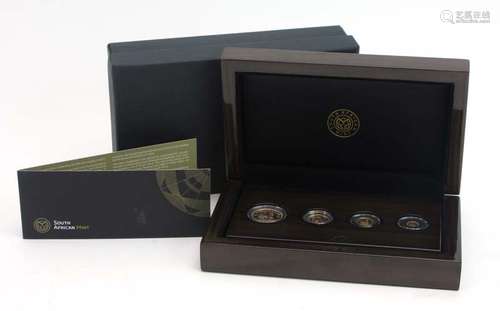 A 2017 cased Fractional Krugerrand Four Coin set including 1/4 oz, 1/10 oz, 1/20 oz and 1/50 oz,