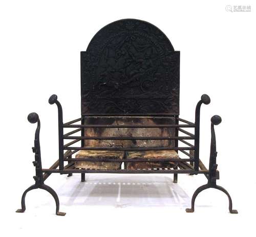 A cast iron fire back,