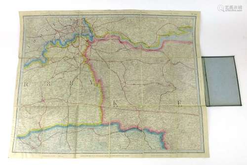 Cruchley G. : Folding, linen-backed map featuring parts of Kent, Surrey, Middlesex & Essex ( inc.