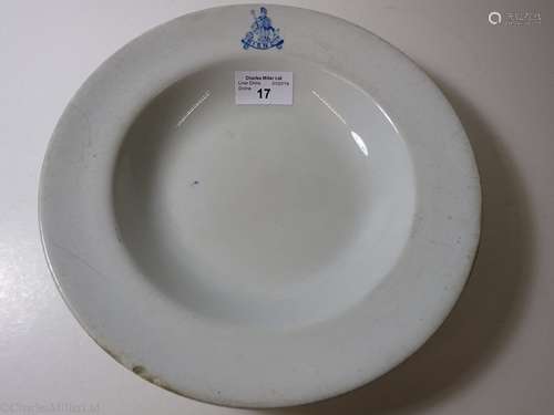 BRITISH INDIA STEAM NAVIGATION COMPANY: IRONSTONE CHINA SOUP PLATE BY ASHWORTH BROS. ENGLAND, CIRCA