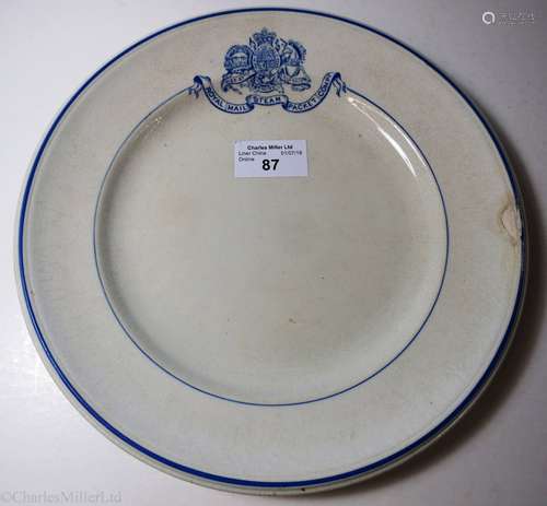 ROYAL MAIL STEAM PACKET COMPANY: A DINNER PLATE, BY ASHWORTH BROS. CIRCA 1860 OR EARLIER