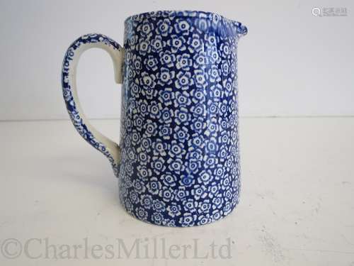 UNION CASTLE LINE: A BLUE FLORAL PATTERN JUG, CIRCA 1910