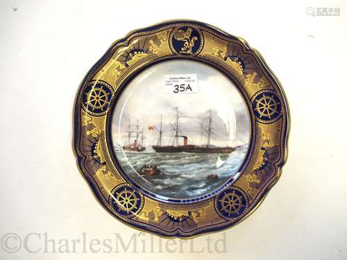 CUNARD: AN ‘AGE OF ROMANCE’ SOUVENIR PORCELAIN PLATE BY SPODE DEPICTING 