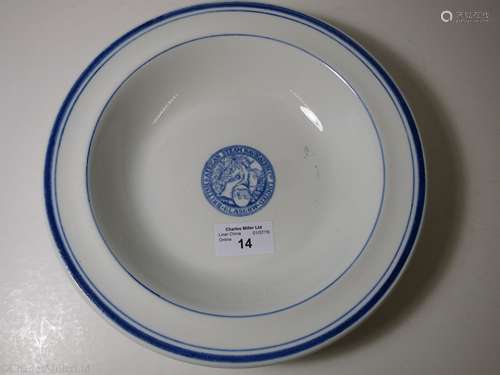 BRITISH AFRICAN STEAM NAVIGATION CO. LTD: CHINA SOUP PLATE WITH COMPANY CREST, BY MINTON, CIRCA