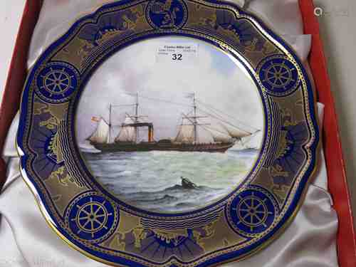 CUNARD: AN ‘AGE OF ROMANCE’ SOUVENIR PORCELAIN PLATE BY SPODE DEPICTING 