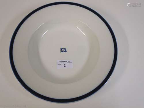 BLUE FUNNEL LINE (ALFRED HOLT & COMPANY):  CHINA SOUP PLATE, BY EILLS, LIVERPOOL, CIRCA 1950