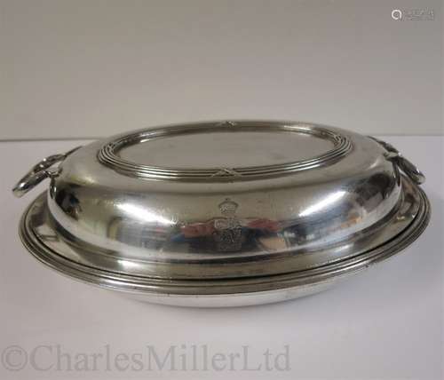 CUNARD: A PLATED VEGETABLE TUREEN AND COVER