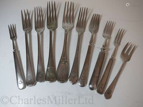 PLATED FLATWARE: TEN FORKS FROM ASSORTED SHIPPING COMPANIES