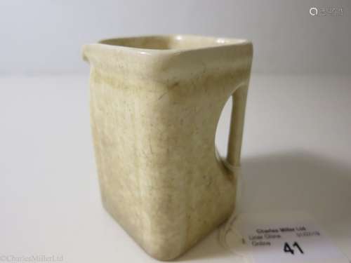 CUNARD WHITE STAR: A THIRD CLASS WHITE GLAZE CUBE JUG BY CLEWS & CO. LTD. TUNSTALL, CIRCA 1935