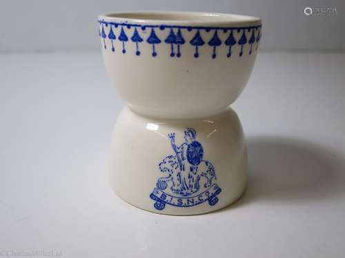 BRITISH INDIA STEAM NAVIGATION COMPANY: TWO-ENDED EGG CUP BY ASHWORTH BROS. ENGLAND, CIRCA 1920