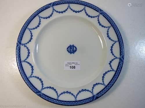 WHITE STAR LINE:  CHINA PLATE, OSNC COMPANY CREST TO FRONT, WHITE STAR LINE TO REAR, BY COPELAND