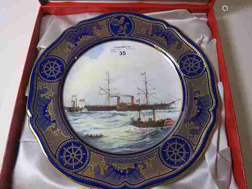 CUNARD: AN ‘AGE OF ROMANCE’ PORCELAIN PLATE BY SPODE DEPICTING 